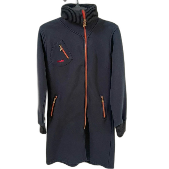 NaS by Nasir Jones High Neck Fleece Lined Long Jacket in Navy XL - Picture 1 of 11